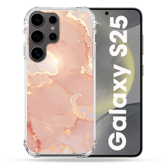 Coque Renforcée Pour Samsung Galaxy S25 Texture Marbre Rose