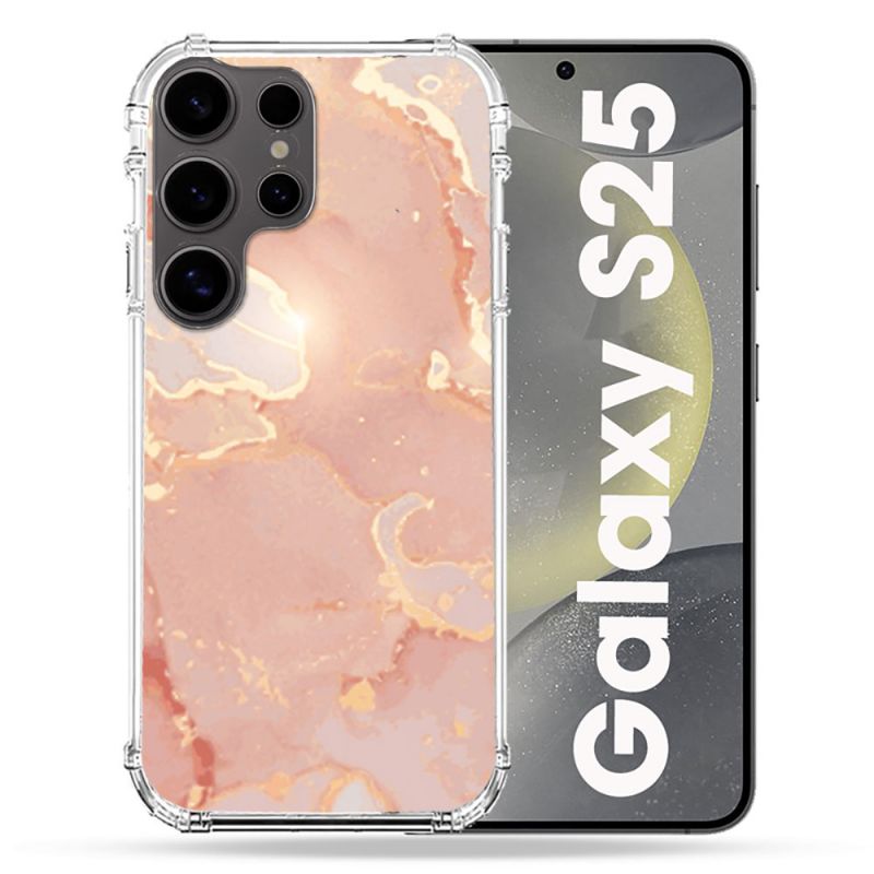 Coque Renforcée Pour Samsung Galaxy S25 Texture Marbre Rose