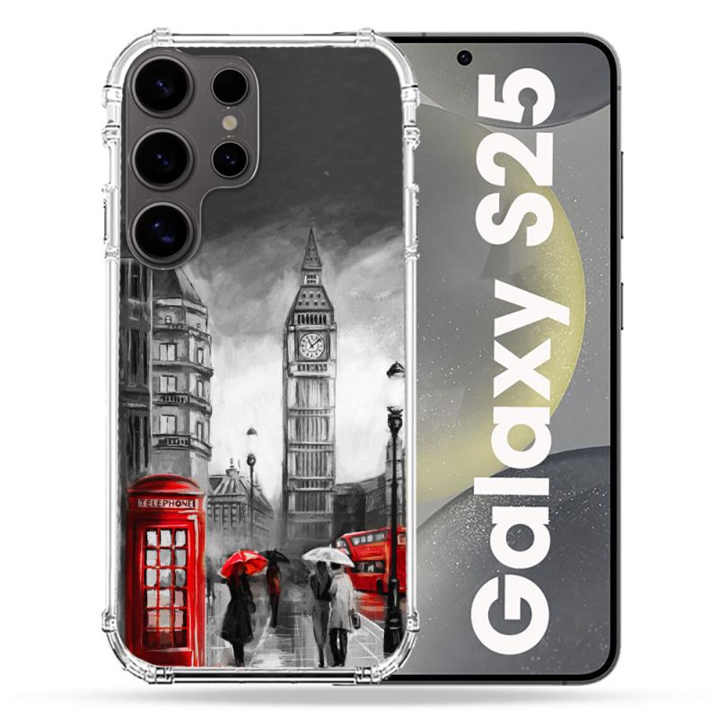 Coque Renforcée Pour Samsung Galaxy S25 Voyage Angleterre Londres Vintage
