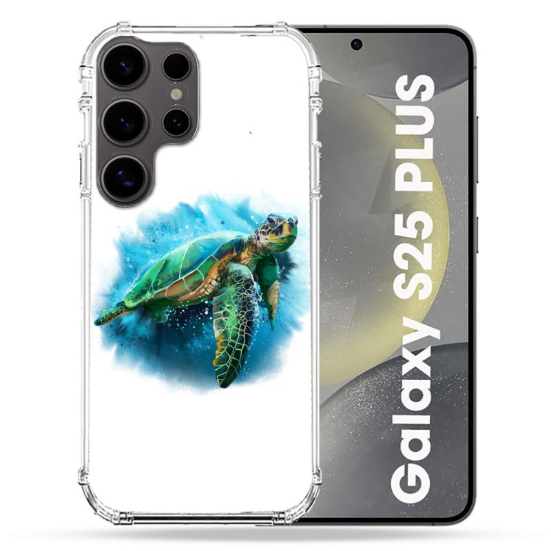 Coque Renforcée Pour Samsung Galaxy S25 PLUS Animal Tortue Blanche multicolore