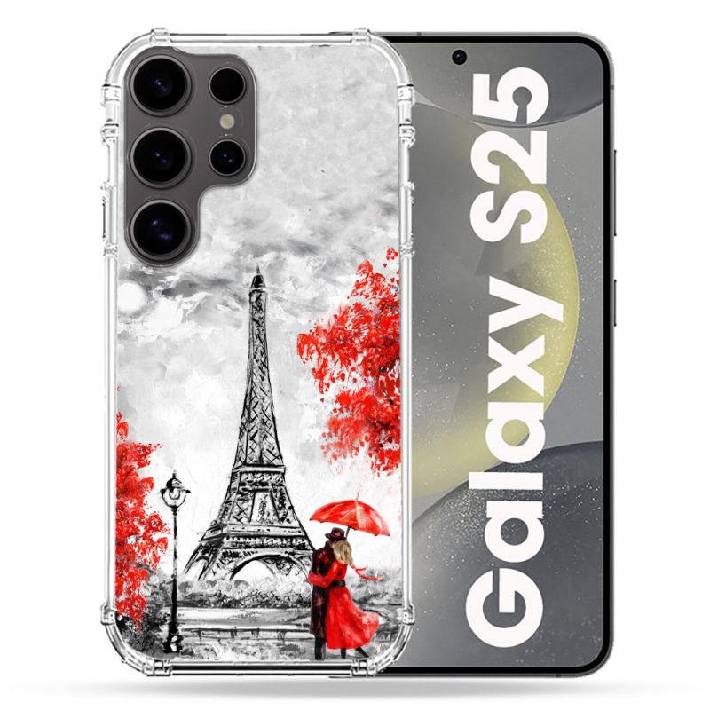 Coque Renforcée Pour Samsung Galaxy S25 Voyage France Paris Rouge
