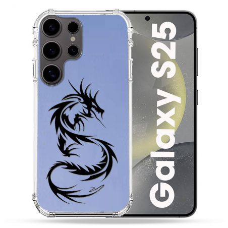 Coque Transparente Pour Samsung Galaxy S25 Dragon Noir