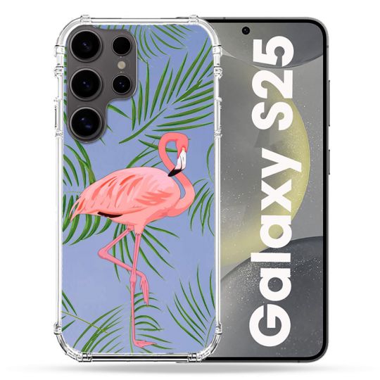 Coque Transparente Pour Samsung Galaxy S25 Flamant Rose