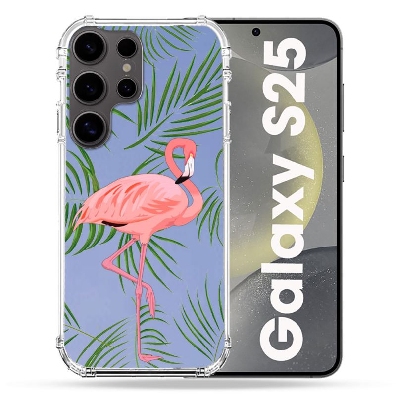 Coque Transparente Pour Samsung Galaxy S25 Flamant Rose