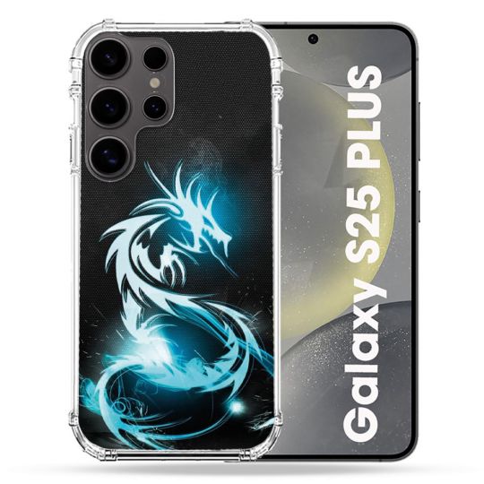 Coque Renforcée Pour Samsung Galaxy S25 PLUS Fantastique Dragon Bleu