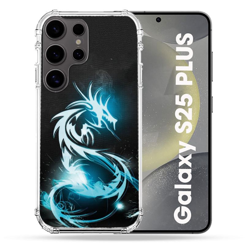 Coque Renforcée Pour Samsung Galaxy S25 PLUS Fantastique Dragon Bleu