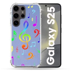 Coque Transparente Pour Samsung Galaxy S25 Note Musique Colore