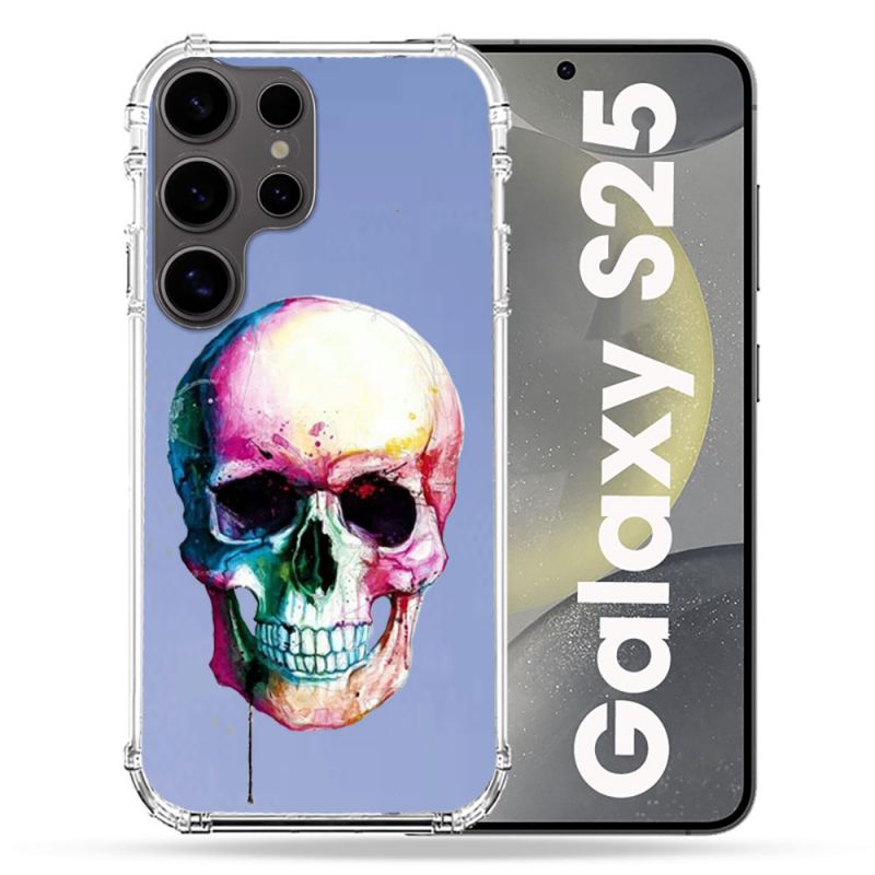 Coque Transparente Pour Samsung Galaxy S25 Skull Head Crane Colore