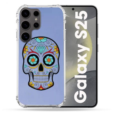 Coque Transparente Pour Samsung Galaxy S25 Tete Mort Color