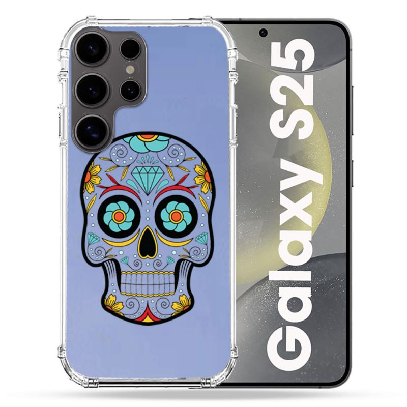 Coque Transparente Pour Samsung Galaxy S25 Tete Mort Color