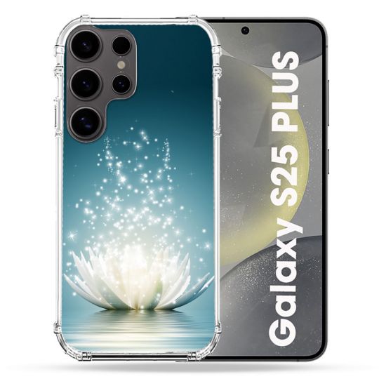 Coque Renforcée Pour Samsung Galaxy S25 PLUS Fleur Lotus Blanc
