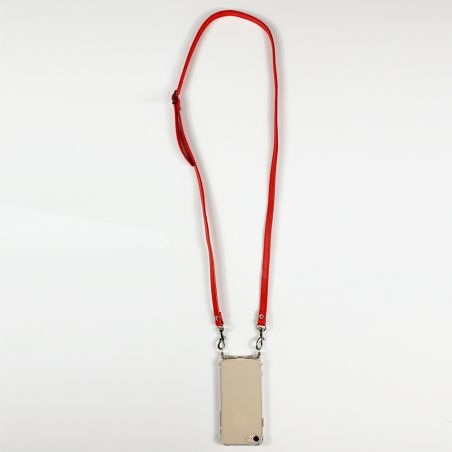 Coque Transparente Pour Samsung Galaxy S25 Lanière / Cordon Cuir 2 Rouge