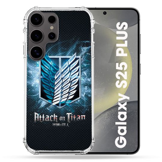 Coque Renforcée Pour Samsung Galaxy S25 PLUS Manga Attaque Titans Noir