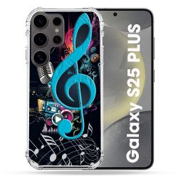 Coque Renforcée Pour Samsung Galaxy S25 PLUS Musique Cle Sol Bleu