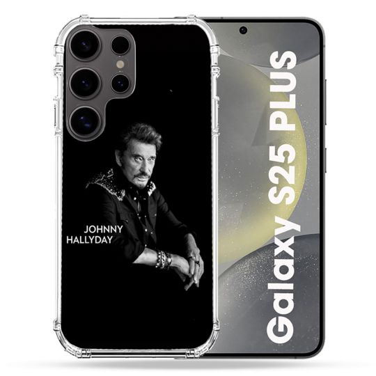 Coque Renforcée Pour Samsung Galaxy S25 PLUS Musique Johnny Hallyday Noir