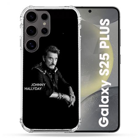 Coque Renforcée Pour Samsung Galaxy S25 PLUS Musique Johnny Hallyday Noir