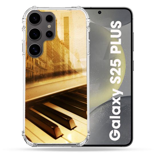 Coque Renforcée Pour Samsung Galaxy S25 PLUS Musique Piano Retro
