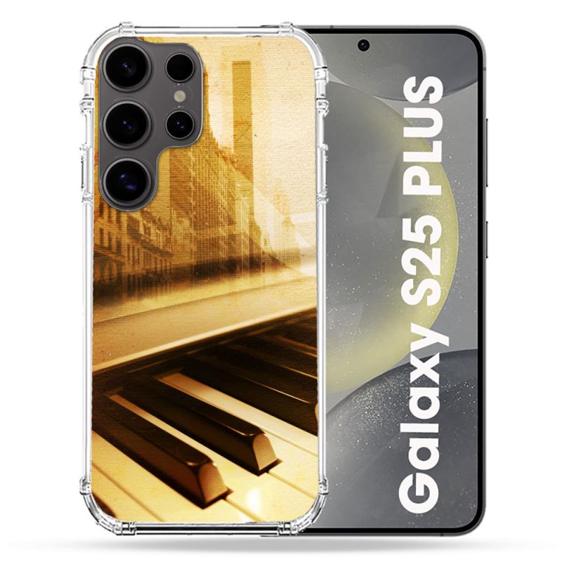 Coque Renforcée Pour Samsung Galaxy S25 PLUS Musique Piano Retro
