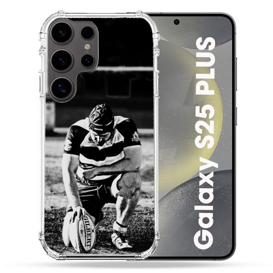 Coque Renforcée Pour Samsung Galaxy S25 PLUS Sport Rugby Noir Blanc