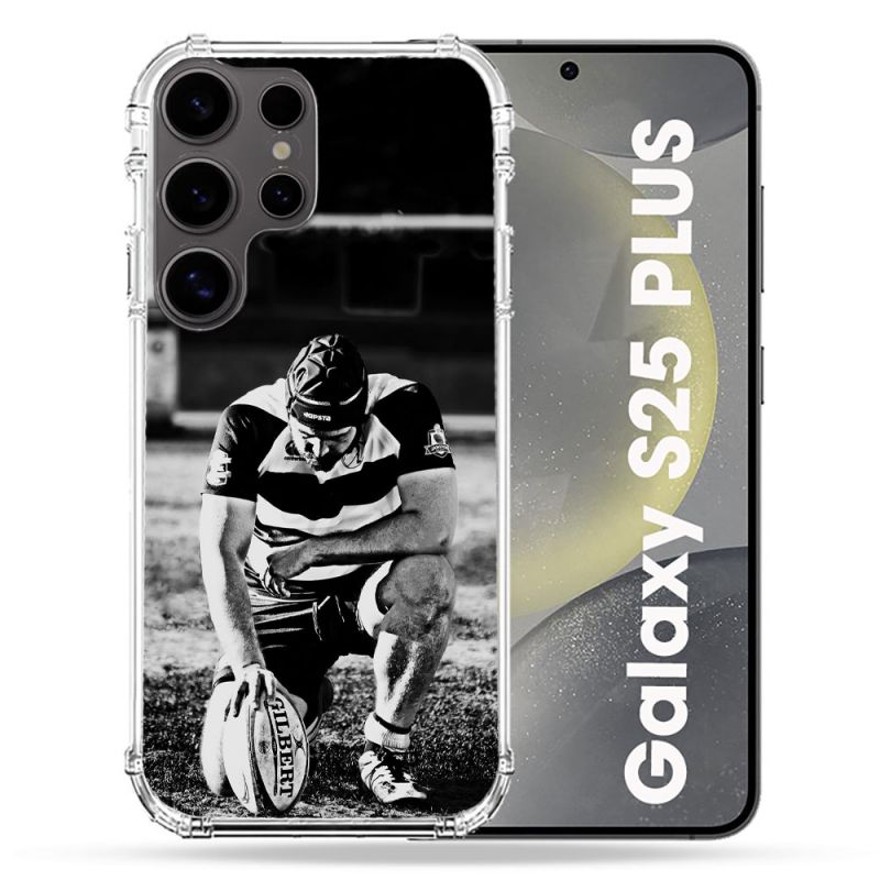 Coque Renforcée Pour Samsung Galaxy S25 PLUS Sport Rugby Noir Blanc