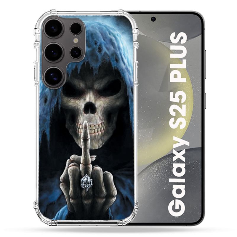Coque Renforcée Pour Samsung Galaxy S25 PLUS Tete de Mort Doigt