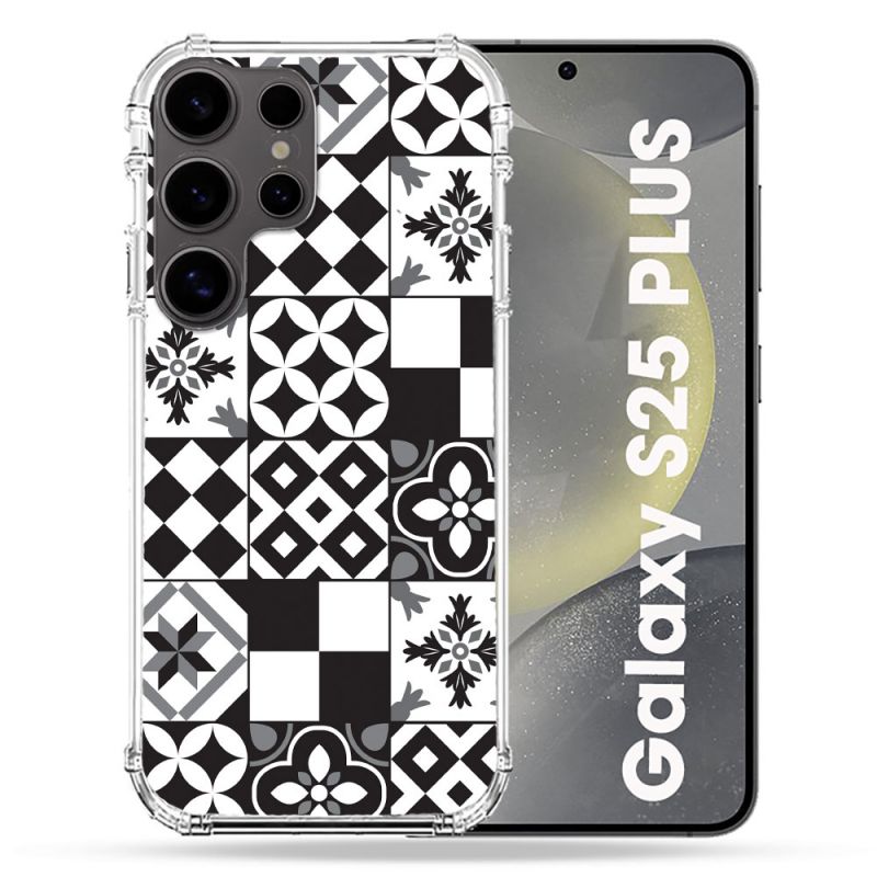 Coque Renforcée Pour Samsung Galaxy S25 PLUS Texture Carreau Ciment Noir