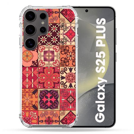 Coque Renforcée Pour Samsung Galaxy S25 PLUS Texture Carreau Ciment Rouge