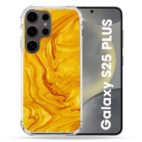 Coque Renforcée Pour Samsung Galaxy S25 PLUS Texture Marbre Jaune