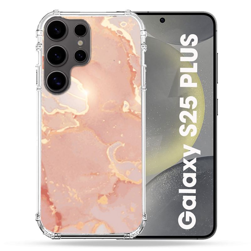 Coque Renforcée Pour Samsung Galaxy S25 PLUS Texture Marbre Rose