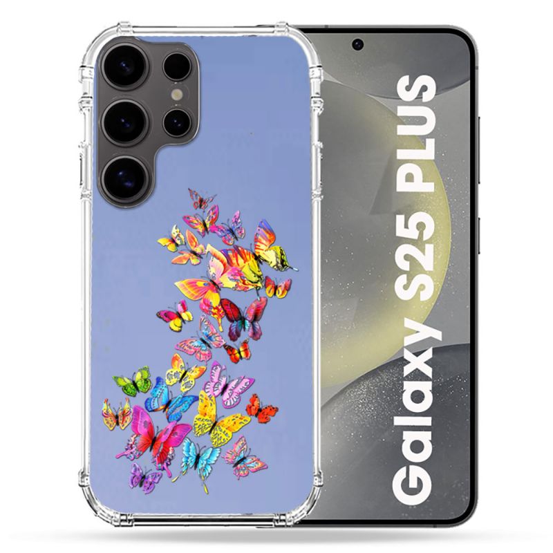 Coque Transparente Pour Samsung Galaxy S25 PLUS Papillon Multicolore
