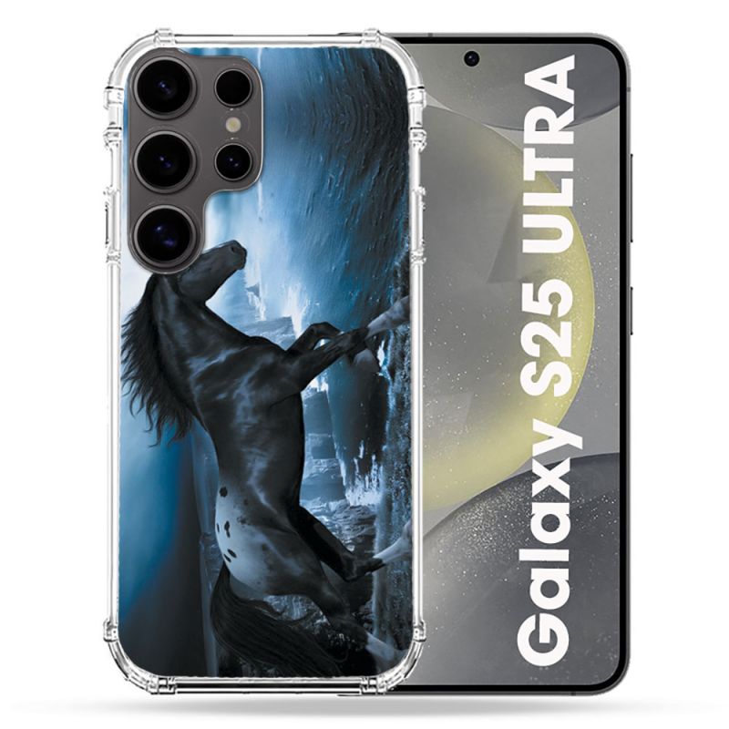 Coque Renforcée Pour Samsung Galaxy S25 ULTRA Animal Cheval Noir