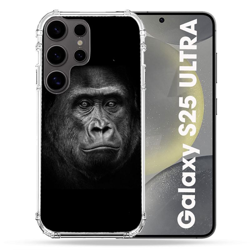 Coque Renforcée Pour Samsung Galaxy S25 ULTRA Animal Gorille Noir