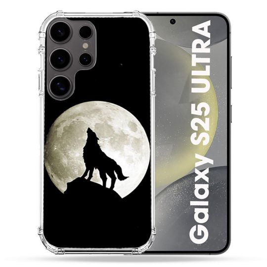 Coque Renforcée Pour Samsung Galaxy S25 ULTRA Animal Loup Noir