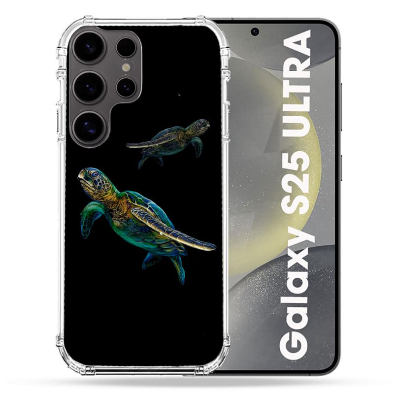 Coque Renforcée Pour Samsung Galaxy S25 ULTRA Animal Tortue Noire multicolore
