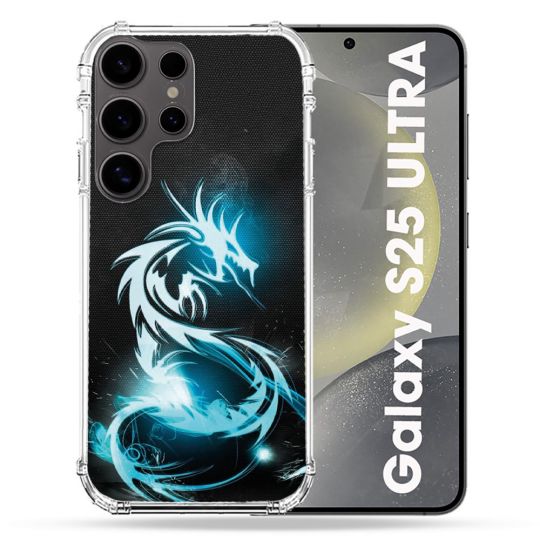 Coque Renforcée Pour Samsung Galaxy S25 ULTRA Fantastique Dragon Bleu