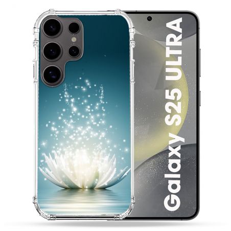 Coque Renforcée Pour Samsung Galaxy S25 ULTRA Fleur Lotus Blanc