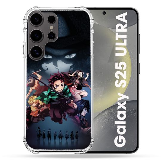 Coque Renforcée Pour Samsung Galaxy S25 ULTRA Manga Demon Slayer Noir