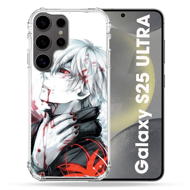 Coque Renforcée Pour Samsung Galaxy S25 ULTRA Manga Tokyo Ghoul Kaneki Blanc