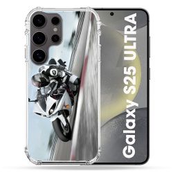 Coque Renforcée Pour Samsung Galaxy S25 ULTRA Moto Course GP Blanche