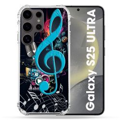 Coque Renforcée Pour Samsung Galaxy S25 ULTRA Musique Cle Sol Bleu