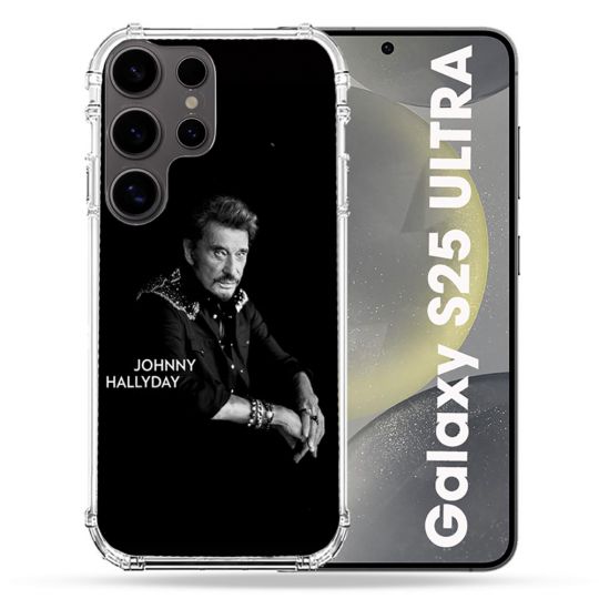 Coque Renforcée Pour Samsung Galaxy S25 ULTRA Musique Johnny Hallyday Noir