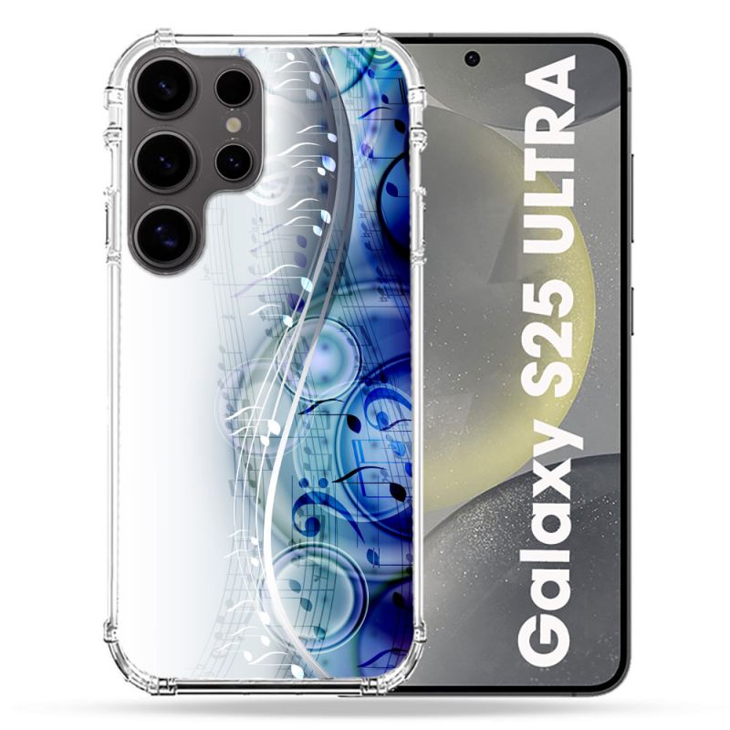 Coque Renforcée Pour Samsung Galaxy S25 ULTRA Musique Partition Vague