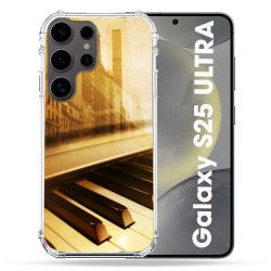 Coque Renforcée Pour Samsung Galaxy S25 ULTRA Musique Piano Retro