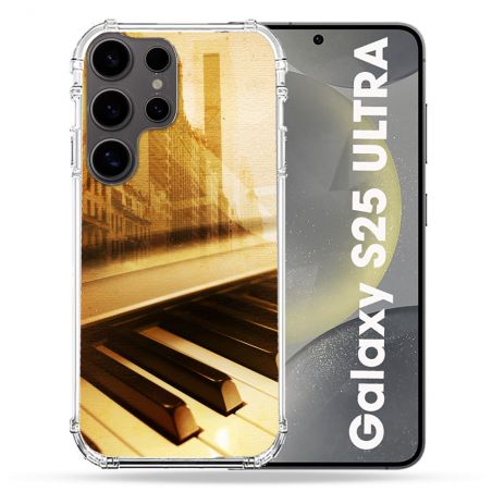 Coque Renforcée Pour Samsung Galaxy S25 ULTRA Musique Piano Retro