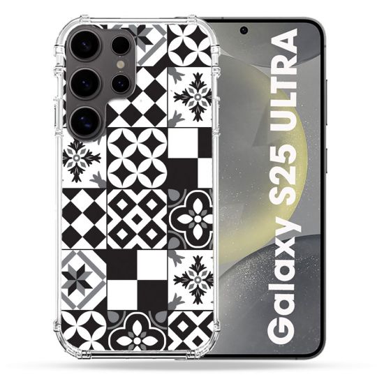 Coque Renforcée Pour Samsung Galaxy S25 ULTRA Texture Carreau Ciment Noir