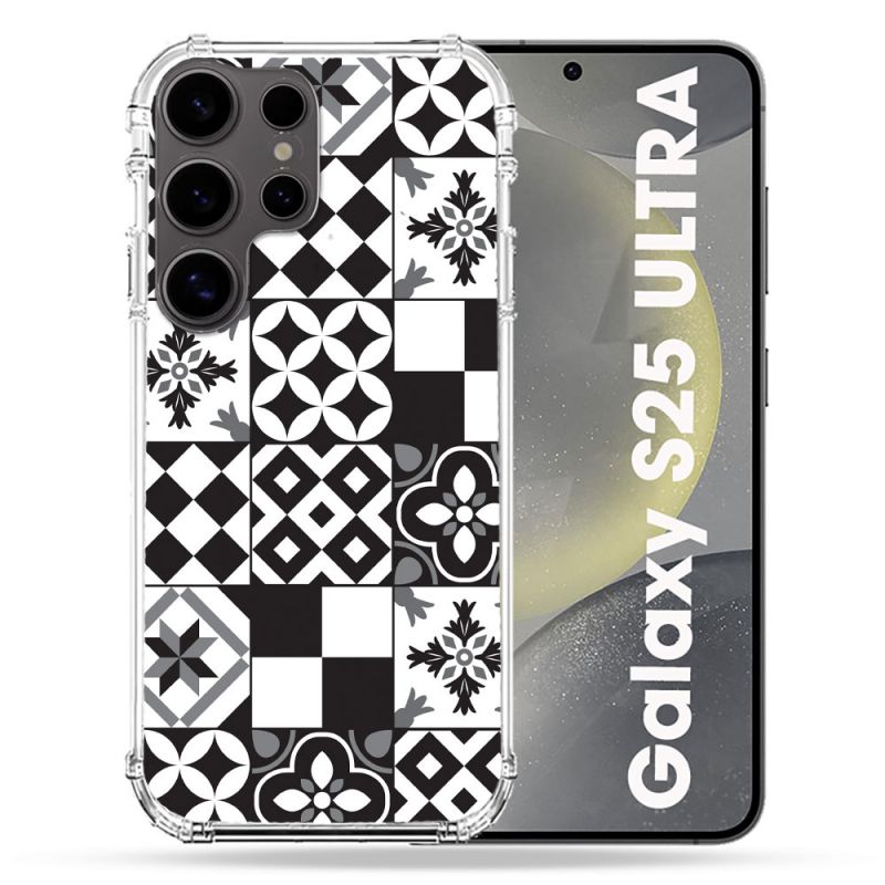 Coque Renforcée Pour Samsung Galaxy S25 ULTRA Texture Carreau Ciment Noir