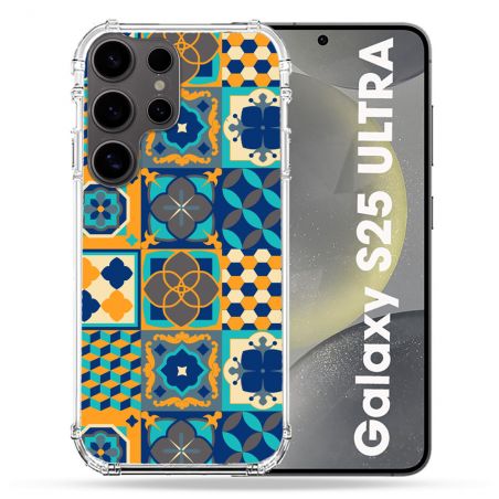 Coque Renforcée Pour Samsung Galaxy S25 ULTRA Texture Carreau Ciment Orange