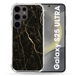 Coque Renforcée Pour Samsung Galaxy S25 ULTRA Texture Marbre Noir