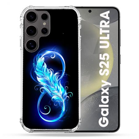 Coque Renforcée Pour Samsung Galaxy S25 ULTRA Texture Plume Infini Bleu