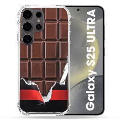 Coque Renforcée Pour Samsung Galaxy S25 ULTRA Texture Trompe Oeil Chocolat